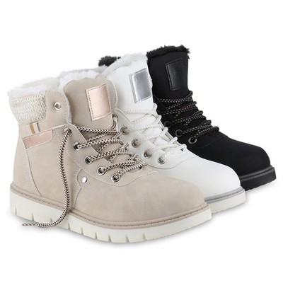 VAN HILL Damen Worker Boots Stiefeletten Winter Schuhe Penelope Warm Gefüttert