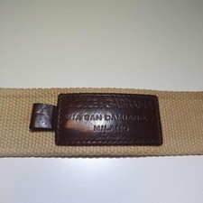 Dolce&Gabbana Men Beige Canvas Leather Belt Size 103cm Width 3.8cm Luxury Italy