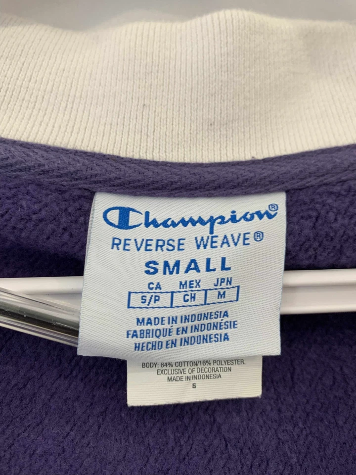 Champion обратного плетения женщин маленький укороченный v-образным вырезом пуловер фиолетовый красный белый #Z55 - Изображение 3 из 4