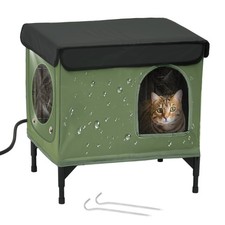 Heated Cat House for Outside, Outdoor Cat House Featuring Escape Door in Wint...