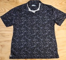 Ben Hogan Performance Black Speckle Pattern Golf Polo Shirt Mens L Lightweight