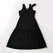 Banana Republic Fit & Flare Knit Midi Dress Womens L Black Sleeveless ~ New