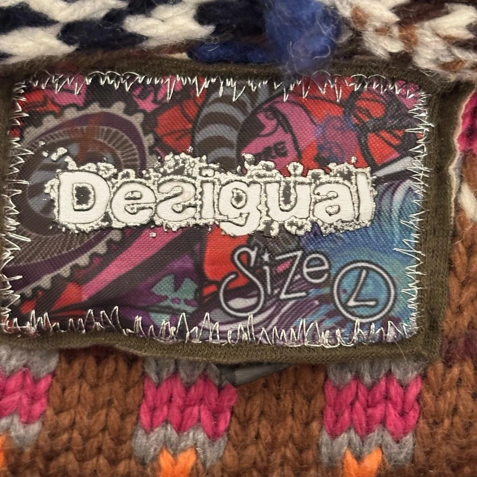 Cárdigan Suéter Desigual Mujer Grande Multicolor Patchwork Asym Cremallera 17J2124 Foto 4 de 4