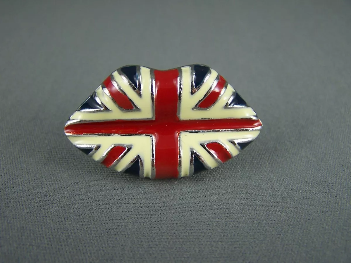 Union Jack ring Cream Red Blue British Flag LIPS enamel big