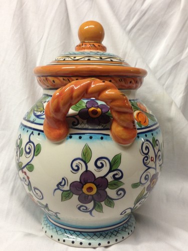 TABLETOPS UNLIMITED DARIO FARRUCCI VILLA PARADISO SMALL CANISTER & LID 8 3/8" - Picture 3 of 12