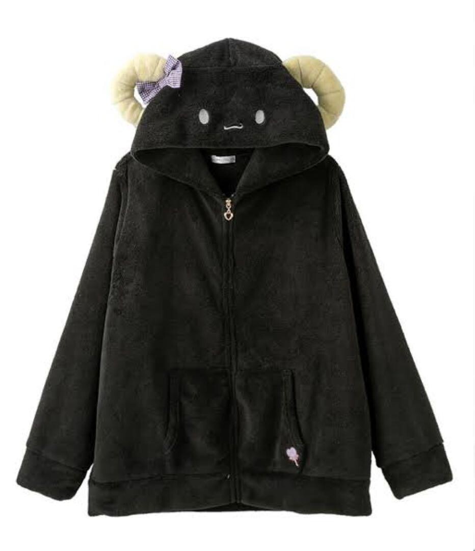 NEW Sanrio Lloromannic Berry Zip Hoodie Black Size M Kawaii Anime