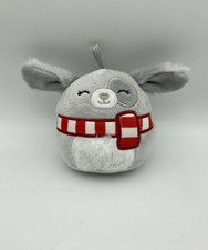 Kelly Toys Squishmallow Grey and Red Ivy Dog Christmas Ornament 4''