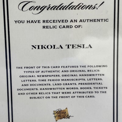 Pieces Of The Past 2023 Nikola Tesla Written Relic Pieces Of The Past 2023 Nikola Tesla Written Relic