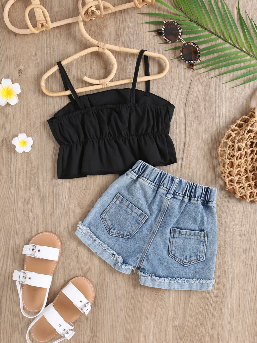 Pantalón Corto Conjuntos De Short Y Blusa Para NiÃ±as Conjunto