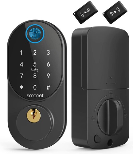 SMONET Fingerprint Front Door Lock Set with Handle Keyless Entry Smart Deadbolt - Picture 2 of 36