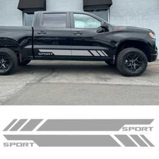 2X Sport Matte Silver Side Bed Rear Trunk Vinyl Decal Sticker Stripe For Chevy