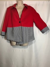 Nancy Bolen City Girl Red Open Style Jacket Black Embroidery Sz. Large
