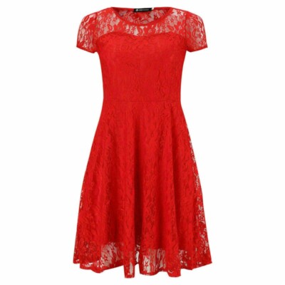 Womens Ladies Cocktail Dresses Plus Size Lace Evening Party Mini Dress |  eBay