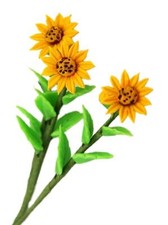 Dolls House 3 Large Sunflower Flowers on Stem Miniature Garden or Vase Accessory
