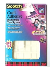 Scotch 3M Craft Adhesive Double Stick 1/2" Clear Squares (photo Safe) 016