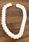 VINTAGE WHITE FLAT WATER WHEEL STYLE BEADS NECKLACE CHOKER  13" — photo 1