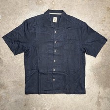 Vintage Silk Camp Collar Loop Collar Hawaiian shirt leaf pattern