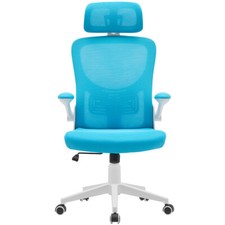 Bakaji Sedia Da Scrivania Ergonomica In Tessuto Traspirante E Antisudore, Schienale Con Supporto Lombare E Poggiatesta, Poltrona Da Studio Ufficio Altezza Regolabile A Gas 116-126 Cm (Azzurro) - 3