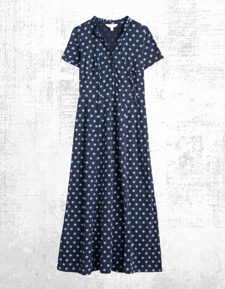 Womens Seasalt Short Sleeve City Feli Jersey Dress in Blossom Navy (Defect)
