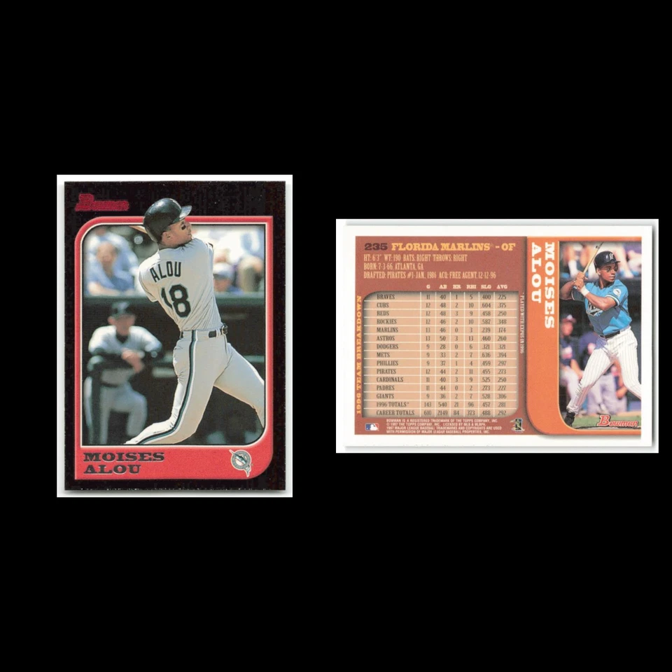 Moises Alou #235 1997 Bowman Florida Marlins Baseball Card MLB NM - Image 3 of 3