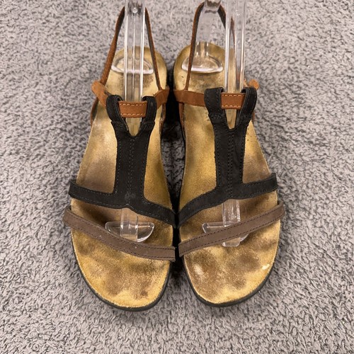 Naot Sandals Womens 38 Brown Leather Strappy Ankle Sling Back Comfort Minimal - Picture 4 of 10