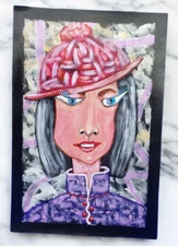 Abstraction Funny Woman Face modern original painting Portrait 1 Wall art OOAK