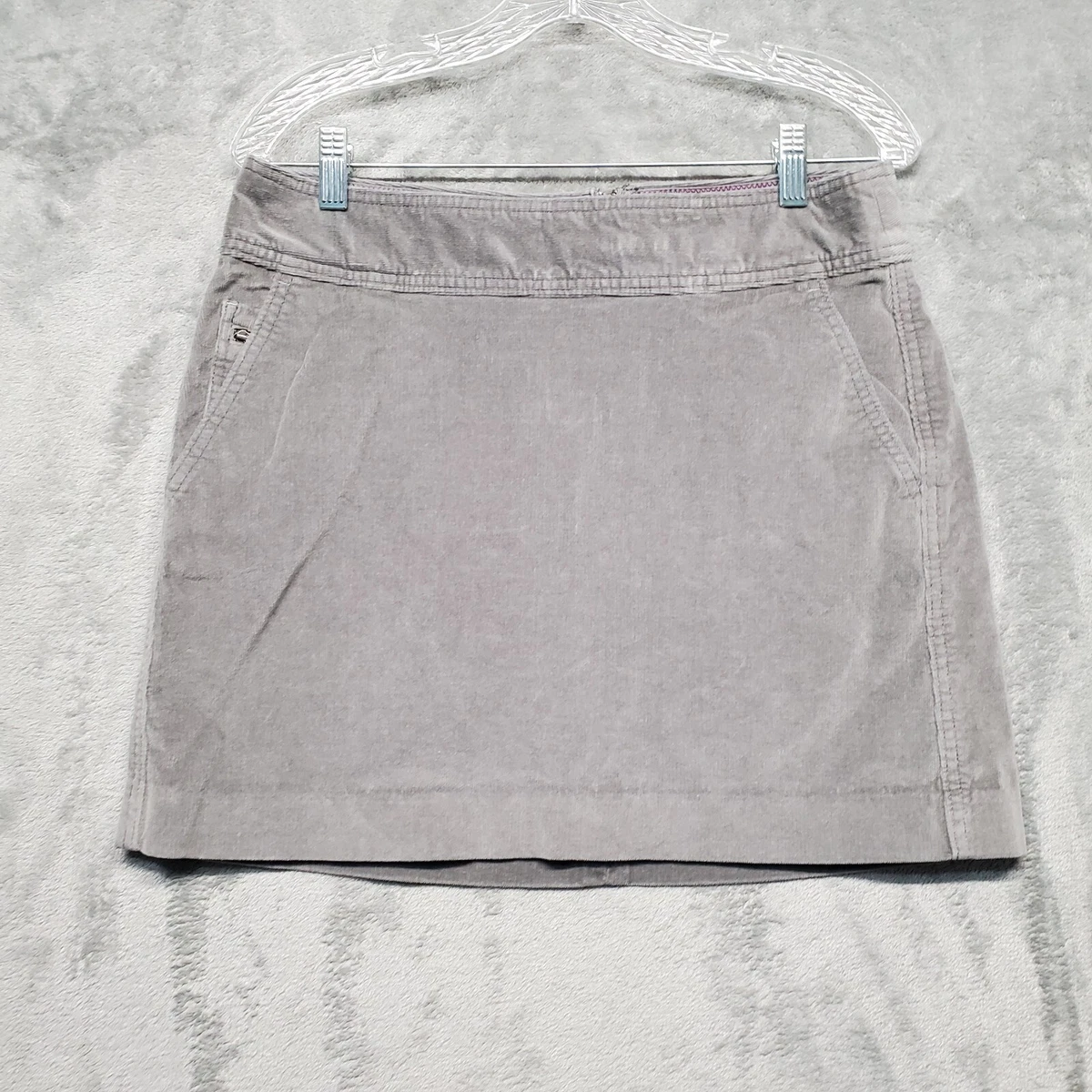 Gray top corduroy skirt