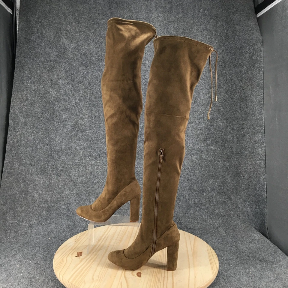 Botas Liliana para mujer 10 Kenzy por encima de la rodilla verdes punta redonda informales tacones en bloque Foto 2 de 4