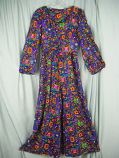 LELAND OF CALIFORNIA Vtg 60s Mod Psychedelic Print Wide Leg Jumpsuit-Bust 35/XS