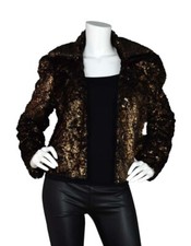 Leifsdottir Anthropologie Bronze Metallic Faux Fur Coat 6 S