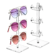 2 Pcs Eyeglasses Display Stand Acrylic Sunglasses Holder Clear Sunglass