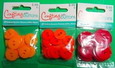 (48) BOTONES ARTESANALES AMARILLO NARANJA ROJO PLÁSTICO 2 AGUJEROS - LOTE DE 3 PAQUETES - J977
