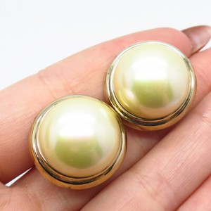 Authentic 925 Sterling Silver Gold Plated Vintage Faux Pearl Omega Back Earrings