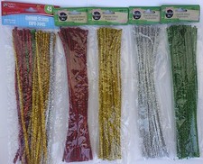 CHRISTMAS METALLIC GLITTER CHENILLE STEMS Tinsel Pipe cleaners 45 Stems/Pack