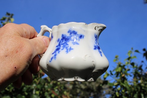 Antique Flow Blue Porcelain Creamer W. H. Grindley & Co. 19c England - Picture 12 of 14