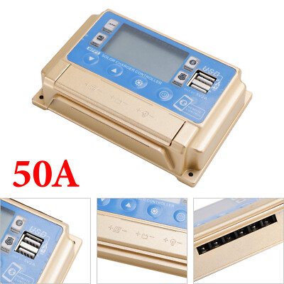 50A MPPT APP Solar Charge Controller Charger Fits 12V/24V LiFePO4 Battery Gold.