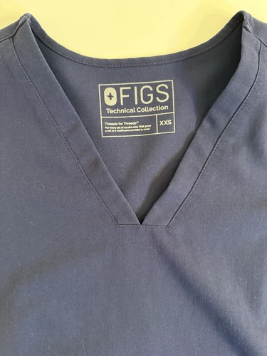 FIGS Scrub Top Donna XXS Blu Navy Manica Corta Casma 3 Tasche - Foto 4 di 4