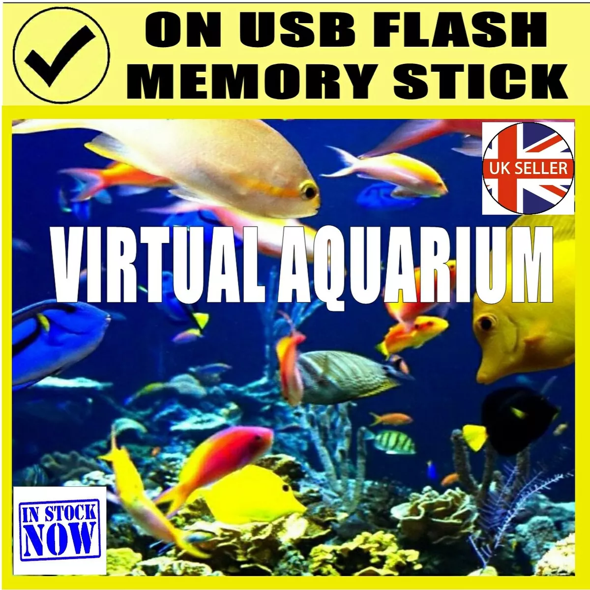Relaxing Virtual Aquarium Fish Tank 2Hr HD Video TV Laptop PC USB Flash Drive