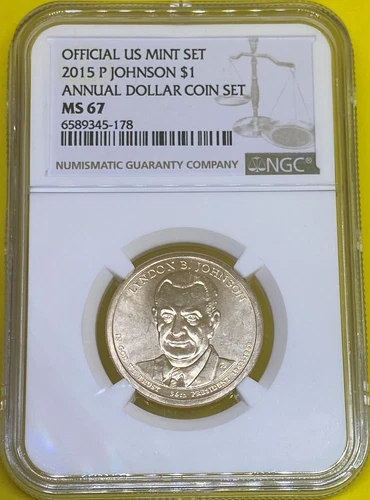 2015 P Lyndon B Johnson Presidential Dollar NGC MS67