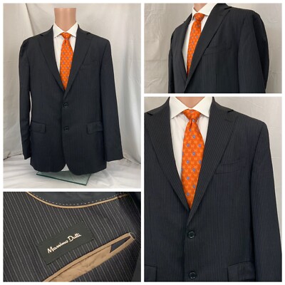 Massimo Dutti Suit Coat Blazer 42R Blue 2B 2V Made Portugal YGI U1-412