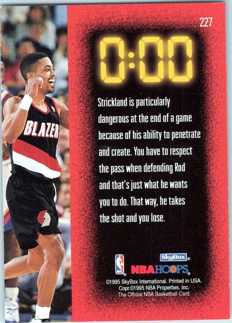 1995-96 NBA Hoops Buzzer Beater Rod Strickland Portland Trail Blazers #227  Card