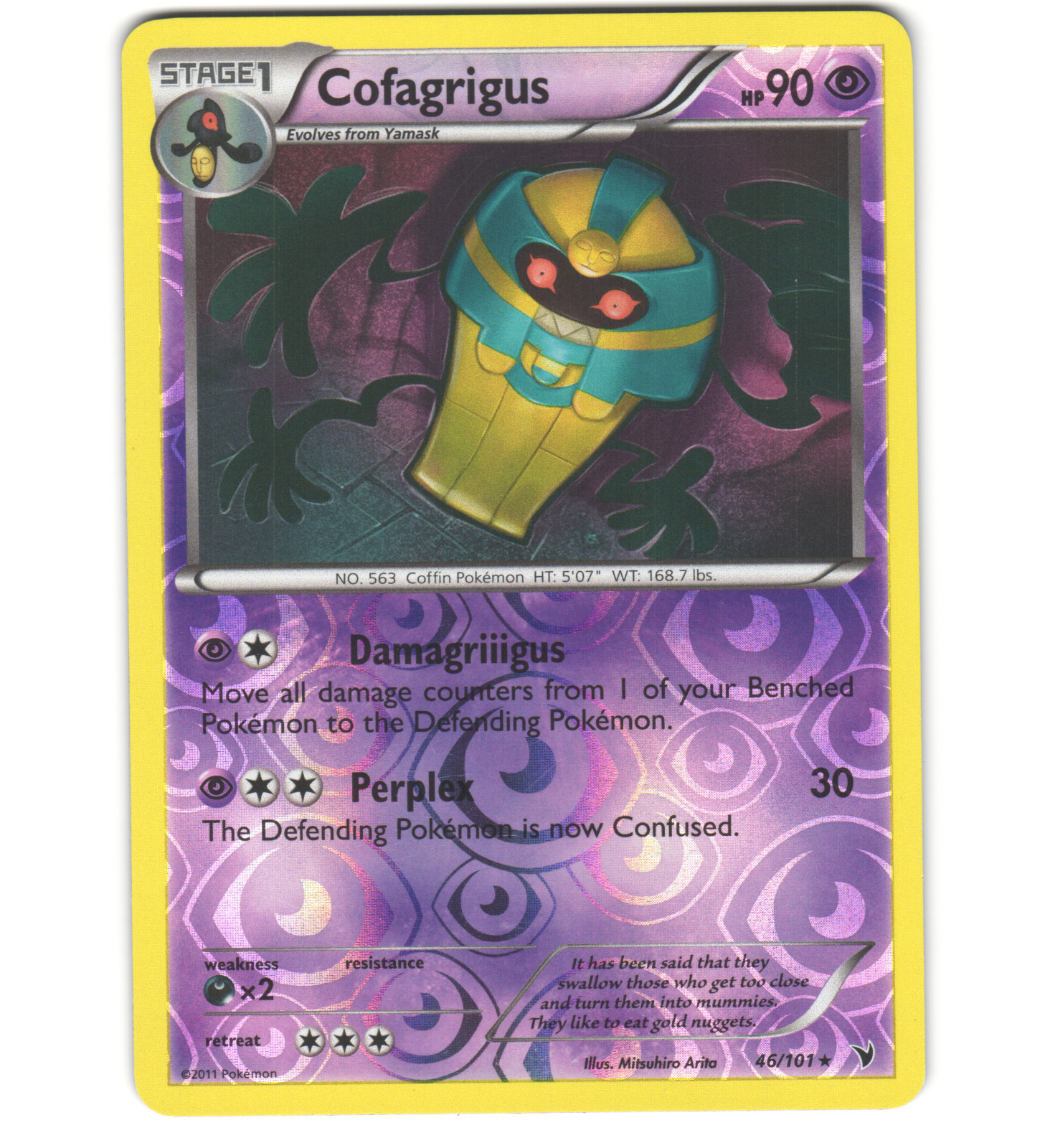 Pokemon 2011 Near Mint NM Cofagrigus Noble Victories REVERSE 46/101 Card