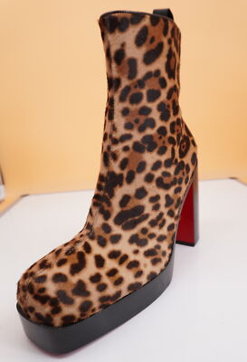 Chritian Louboutin Stage Platform Leopard Pony Hair Boot Size 45 or 12 Mens