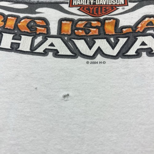 Vintage Y2K Harley Davidson Big Island Hawaii Flame Long Sleeve Shirt White Sz S - Picture 16 of 18
