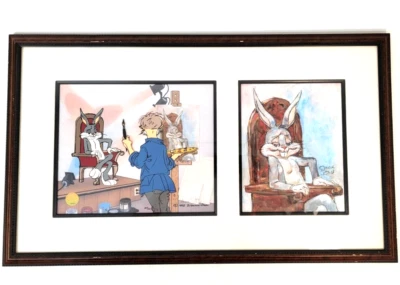 Chuck Jones Signed Hand Painted Cell Bugs Bunny 347/350 Self Portrait Grey Hare - Image 1 of 4
