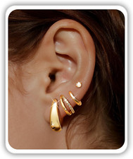 Small 14K Gold Plated Chunky Hoop Earrings for Women Hypoallergenic Silver Earri