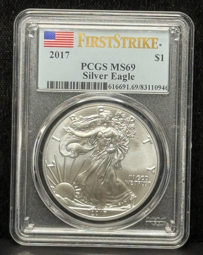 PCGS MS69 2017 American Silver Eagle One Dollar Silver Coin -946