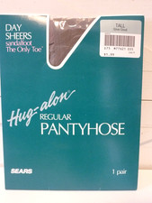 Vtg Sears Hug-along Tall Pantyhose Day Sheers Sandalfoot Silver Cloud