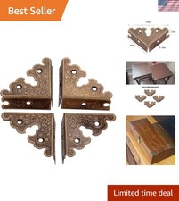 4Pcs Decorative Zinc Alloy Corner Guards - Retro Edge Protectors with Screws