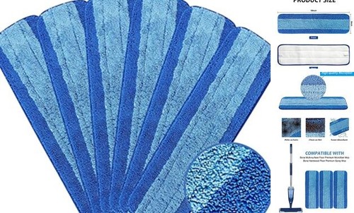 6 Pack Microfiber Mop Pads, 18 Inch Reusable & Washable Cleaning Replacements
